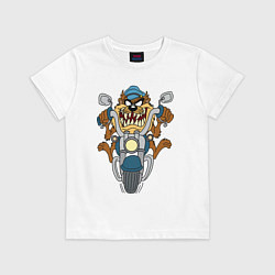 Футболка хлопковая детская Biker Taz, цвет: белый