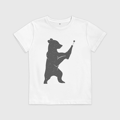 Детская футболка Мишка с шампанским / Белый – фото 1