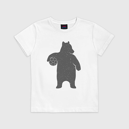 Детская футболка Футболист мишка / Белый – фото 1