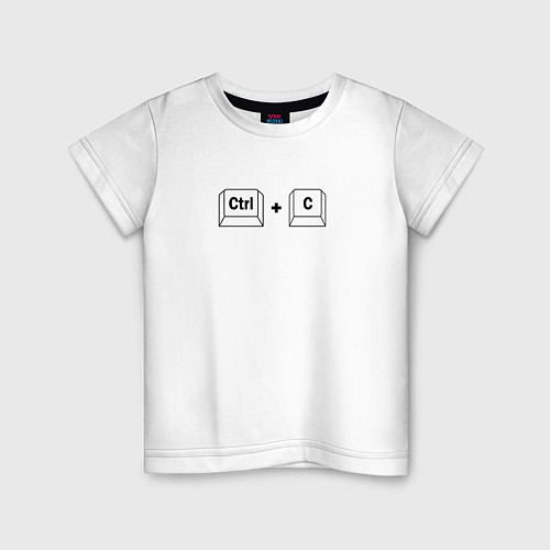 Детская футболка Ctrl C, копировать / Белый – фото 1