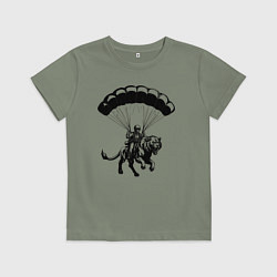 Футболка хлопковая детская Парашютист на льве, цвет: авокадо