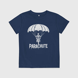 Футболка хлопковая детская Скелет с парашютом, цвет: тёмно-синий