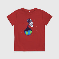 Футболка хлопковая детская Звёздная планета, цвет: красный