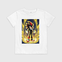 Футболка хлопковая детская Шэдоу охвачен аурой силы, цвет: белый