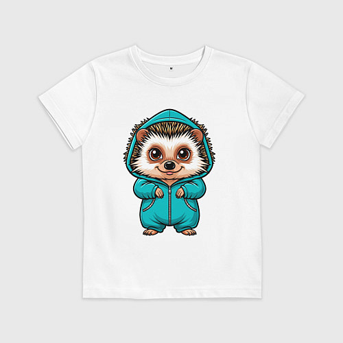 Детская футболка Ёжик в комбенизоне / Белый – фото 1