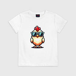 Футболка хлопковая детская Крутая цыпа в очках, цвет: белый