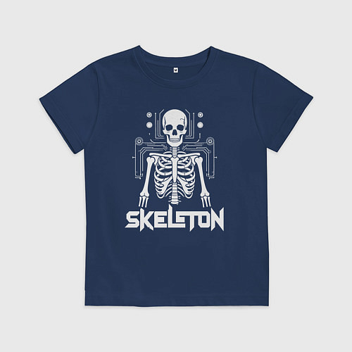 Детская футболка Скелет в схемах / Тёмно-синий – фото 1