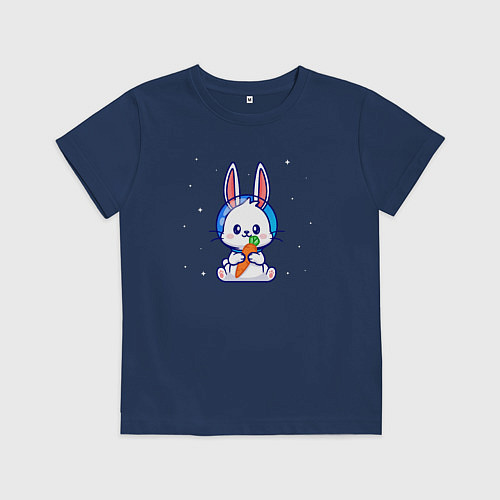 Детская футболка Зайчик космонавтик / Тёмно-синий – фото 1