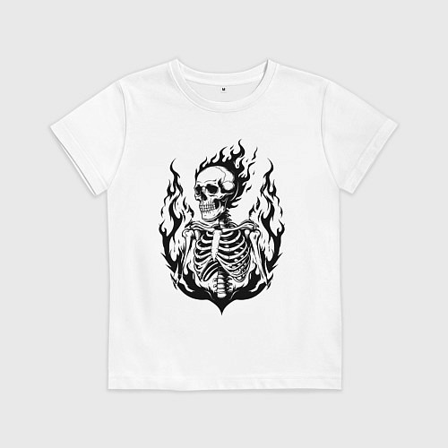 Детская футболка Огненный скелет / Белый – фото 1