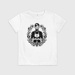 Футболка хлопковая детская Фармацевт в цветочном ореоле, цвет: белый