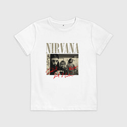 Футболка хлопковая детская Нирвана фото с автографами, цвет: белый