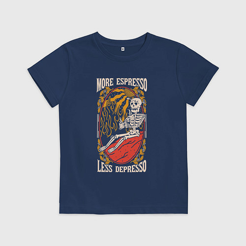 Детская футболка More espresso less depresso / Тёмно-синий – фото 1