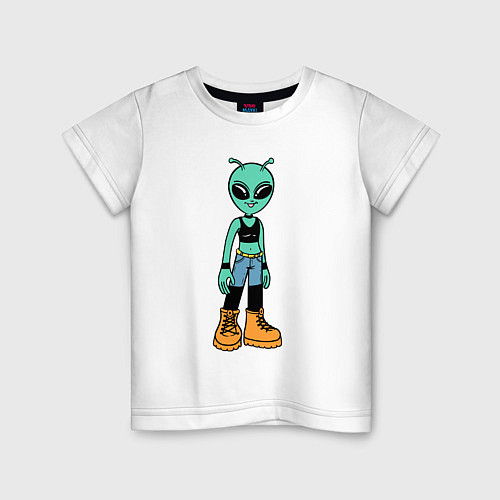 Детская футболка Девочка инопланетянин / Белый – фото 1