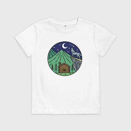 Детская футболка Избушка в ночных горах / Белый – фото 1
