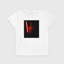 Футболка хлопковая детская Вейдер с мечом во тьме, цвет: белый