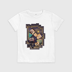 Футболка хлопковая детская Портал в мир майнкрафта, цвет: белый