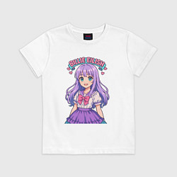 Футболка хлопковая детская Билли Айлиш аниме стиль, цвет: белый