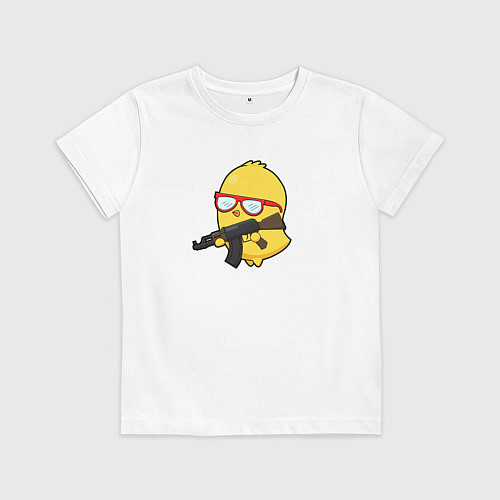 Детская футболка Цыпленок и автомат / Белый – фото 1