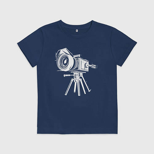 Детская футболка Кинокамера на треноге / Тёмно-синий – фото 1