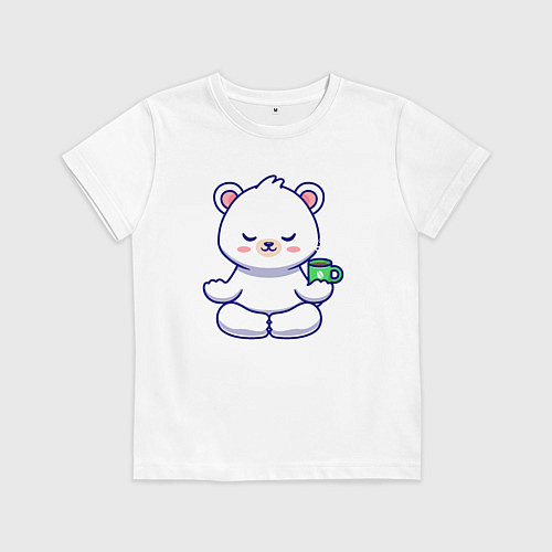 Детская футболка Bear coffee yoga / Белый – фото 1