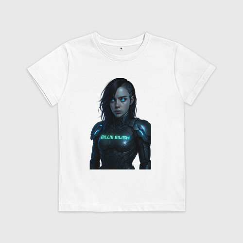 Детская футболка Билли Айлиш в космическом костюме / Белый – фото 1