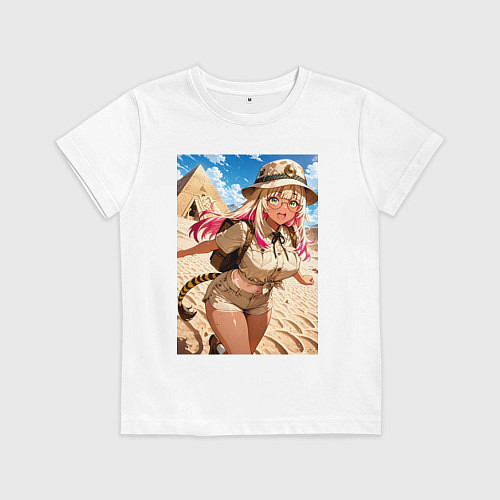 Детская футболка Девушка-археолог исследователь пирамид / Белый – фото 1