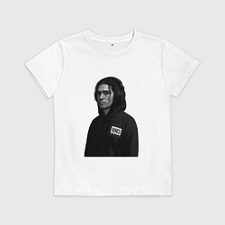 Футболка хлопковая детская Bones в капюшоне с наушниками, цвет: белый