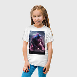 Футболка хлопковая детская Годзилла посреди мегаполиса, цвет: белый — фото 2