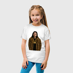 Футболка хлопковая детская Bones в шубе, цвет: белый — фото 2