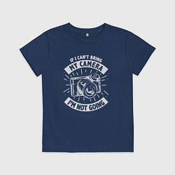 Футболка хлопковая детская Не выхожу без фотика, цвет: тёмно-синий