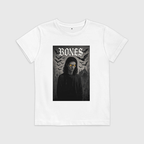 Детская футболка Bones с желтыми горящими глазами / Белый – фото 1