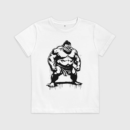 Детская футболка Грозный сумоист / Белый – фото 1