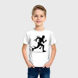 Футболка хлопковая детская Бег скорости, цвет: белый — фото 2