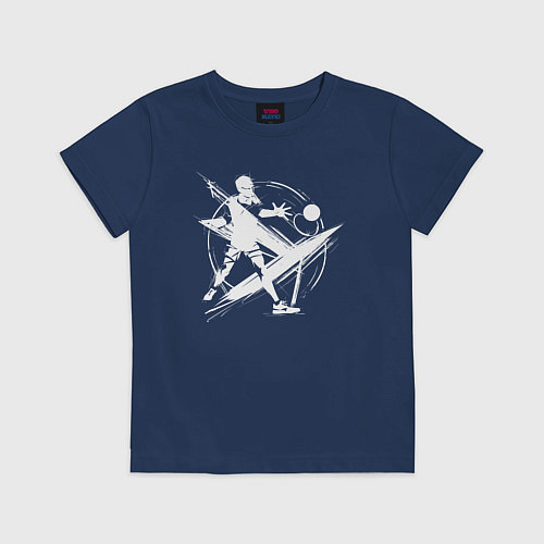Детская футболка Динамичная игра в настольный теннис / Тёмно-синий – фото 1