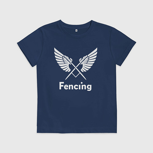 Детская футболка Фехтование с крыльями и скрещёнными мечами / Тёмно-синий – фото 1