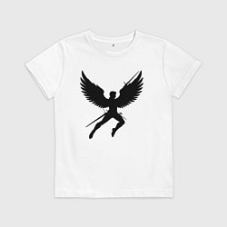 Футболка хлопковая детская Крылатый воин с мечами, цвет: белый