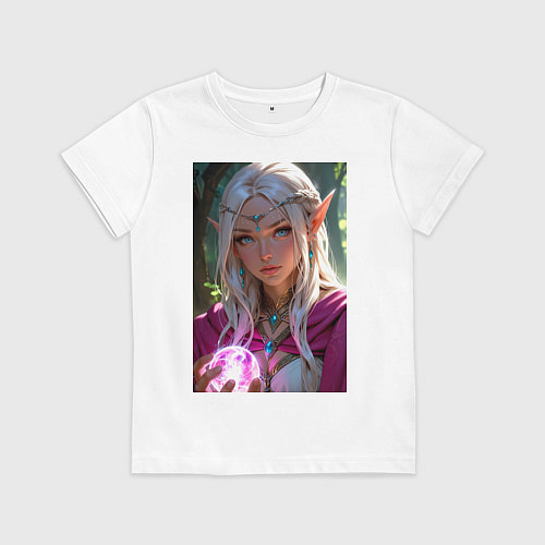Детская футболка Прекрасная эльфийка с магической сферой / Белый – фото 1