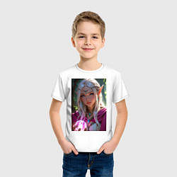 Футболка хлопковая детская Прекрасная эльфийка с магической сферой, цвет: белый — фото 2