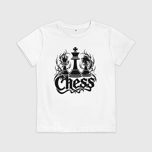 Детская футболка Шахматные фигуры в огне / Белый – фото 1