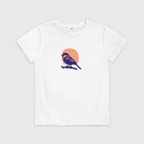Детская футболка Воробей на закате / Белый – фото 1