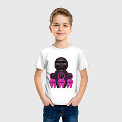 Футболка хлопковая детская Персонажи сериала игра в кальмара, цвет: белый — фото 2