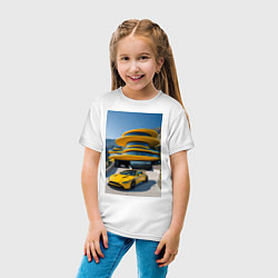 Футболка хлопковая детская Желтый суперкар у дома, цвет: белый — фото 2