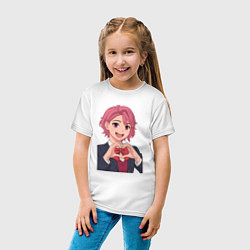 Футболка хлопковая детская Сиратори Айра показывает сердечко - Дандадан, цвет: белый — фото 2