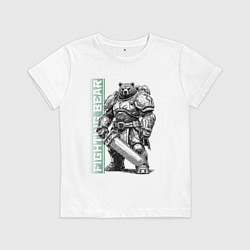 Футболка хлопковая детская Боевой медведь с цепным клинком, цвет: белый