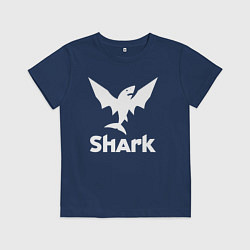 Футболка хлопковая детская Лого летающая акула, цвет: тёмно-синий