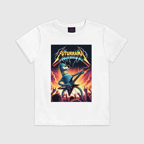 Детская футболка Bender cool thrash rock guitarist - Futurama / Белый – фото 1