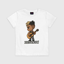 Футболка хлопковая детская XXXTentacion мультяшный, цвет: белый