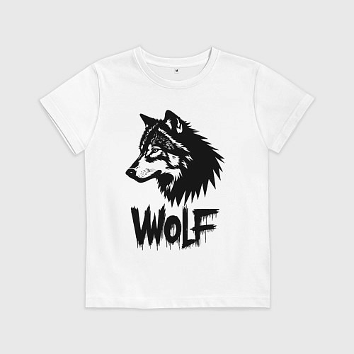 Детская футболка Волк в стиле граффити / Белый – фото 1