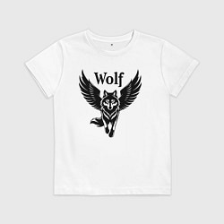 Футболка хлопковая детская Волк с крыльями, цвет: белый