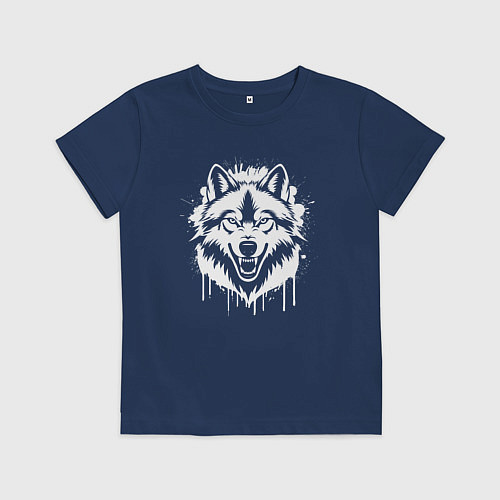 Детская футболка Волк в ярости / Тёмно-синий – фото 1